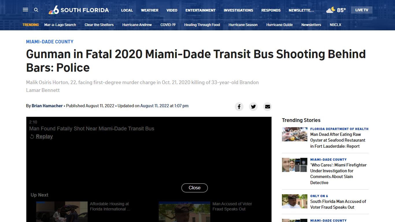 Gunman in Fatal 2020 Miami-Dade Transit Bus Shooting Behind Bars ...